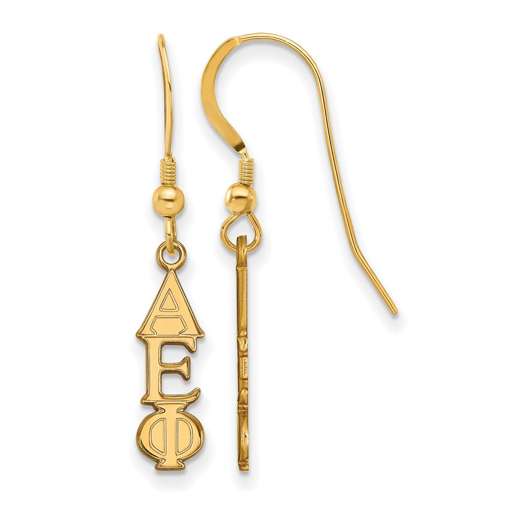 Gold Plated Sterling Silver Logoart Alpha Epsilon Phi Sorority Greek Letters Small Dangle Wire Earrings