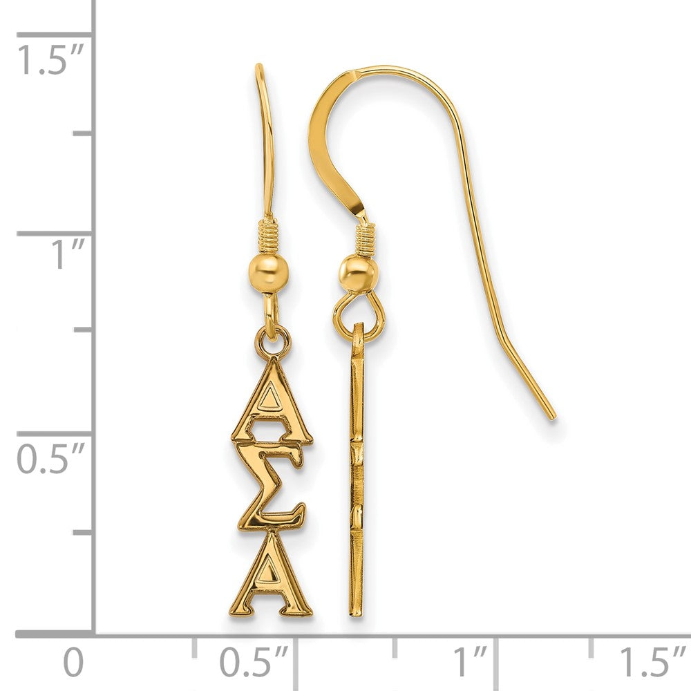 Gold Plated Sterling Silver Logoart Alpha Sigma Sorority Greek Letters Small Dangle Wire Earrings