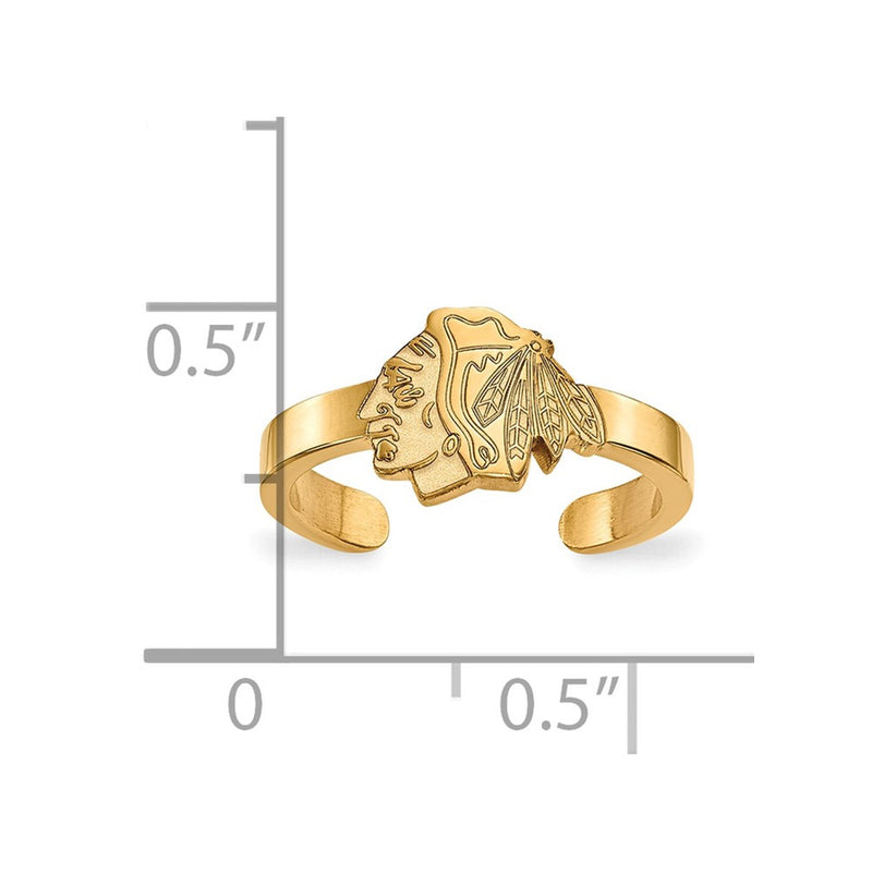 Gold Plated Sterling Silver Nhl Logoart Chicago Blackhawks Toe Ring