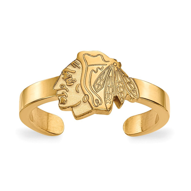 Gold Plated Sterling Silver Nhl Logoart Chicago Blackhawks Toe Ring