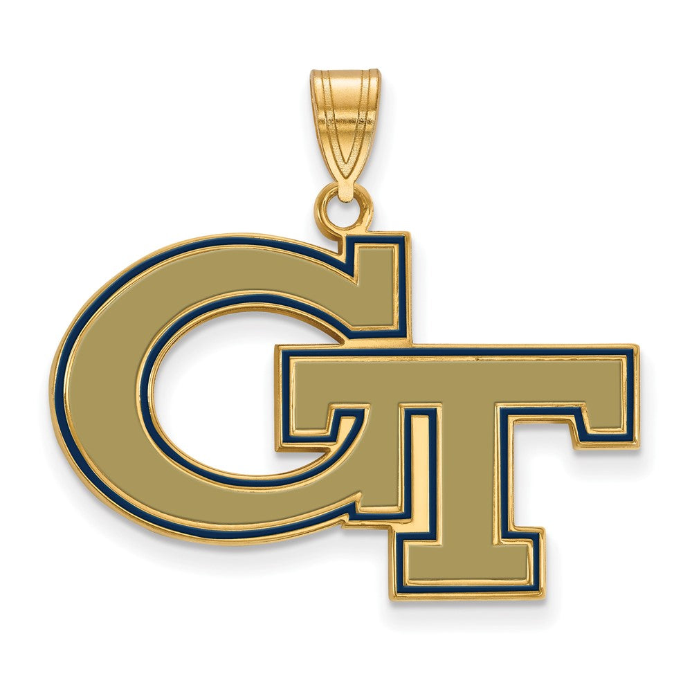 Gold Plated Sterling Silver Logoart Georgia Institute Of Technology G T Large Enameled Pendant