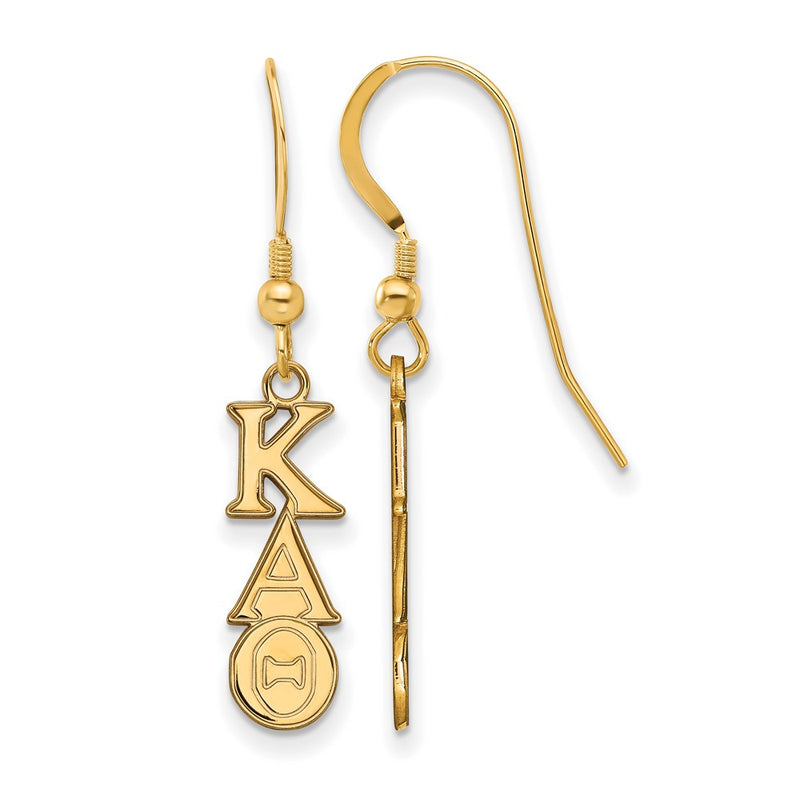 Gold Plated Sterling Silver Logoart Kappa Alpha Theta Extra Sorority Greek Letters Small Dangle Wire Earrings