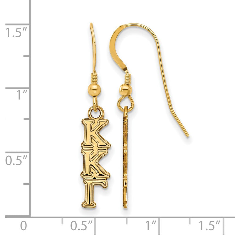 Gold Plated Sterling Silver Logoart Kappa Gamma Extra Sorority Greek Letters Small Dangle Wire Earrings