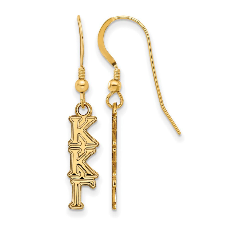 Gold Plated Sterling Silver Logoart Kappa Gamma Extra Sorority Greek Letters Small Dangle Wire Earrings