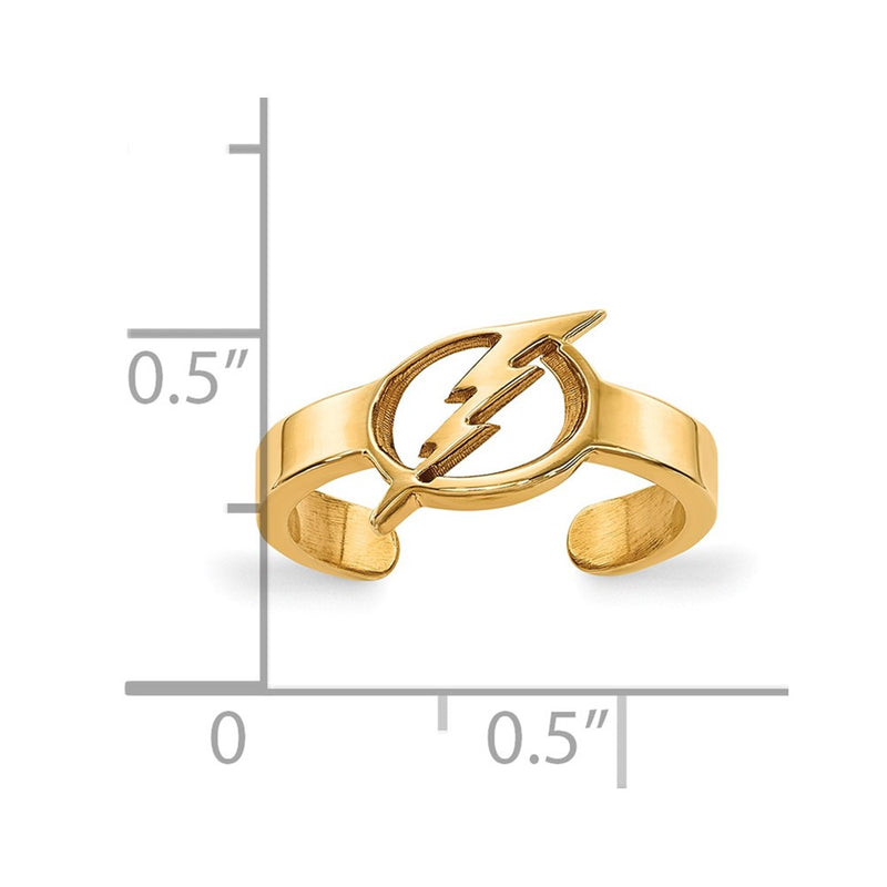 Gold Plated Sterling Silver Nhl Logoart Tampa Bay Lightning Toe Ring