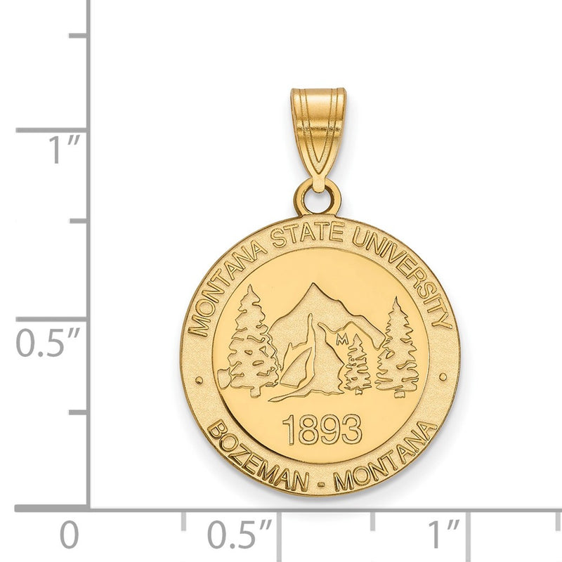 Gold Plated Sterling Silver Logoart Montana State University Large Crest Pendant