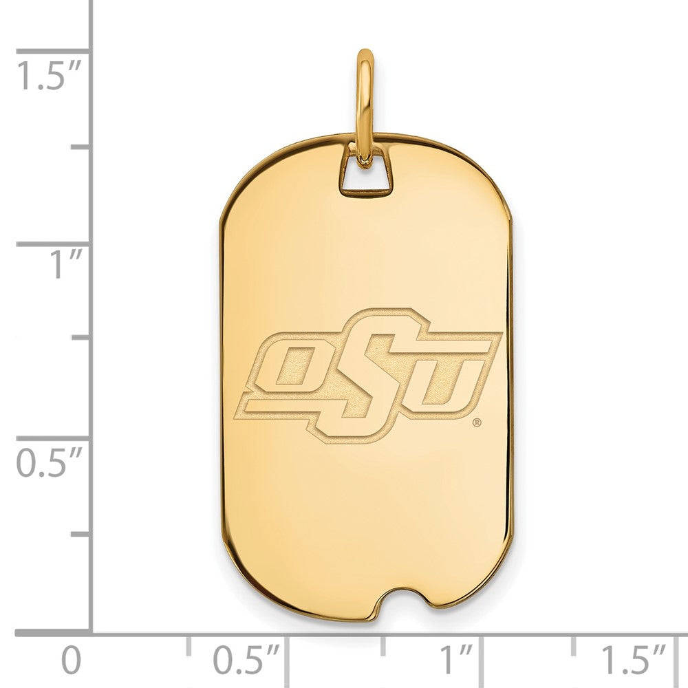 14K Yellow Gold Logoart Oklahoma State University O S U Small Dog Tag Pendant