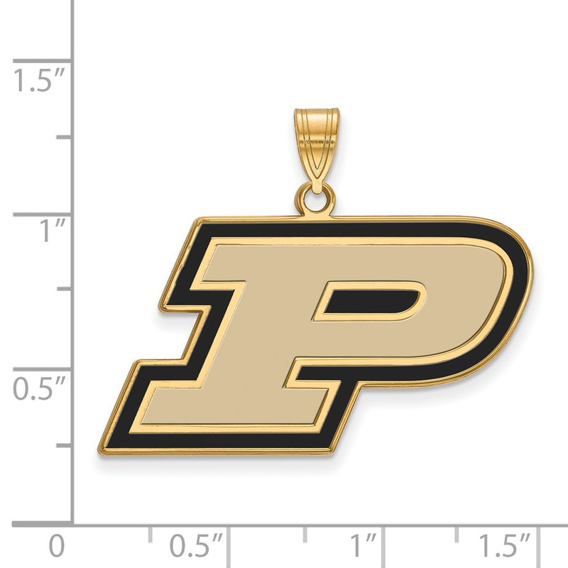 Gold Plated Sterling Silver Logoart Purdue University Letter P Large Enameled Pendant