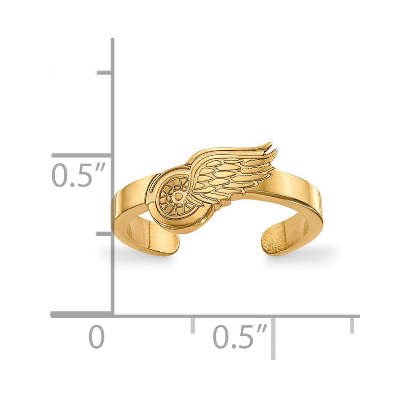 Gold Plated Sterling Silver Nhl Logoart Detroit Red Wings Toe Ring