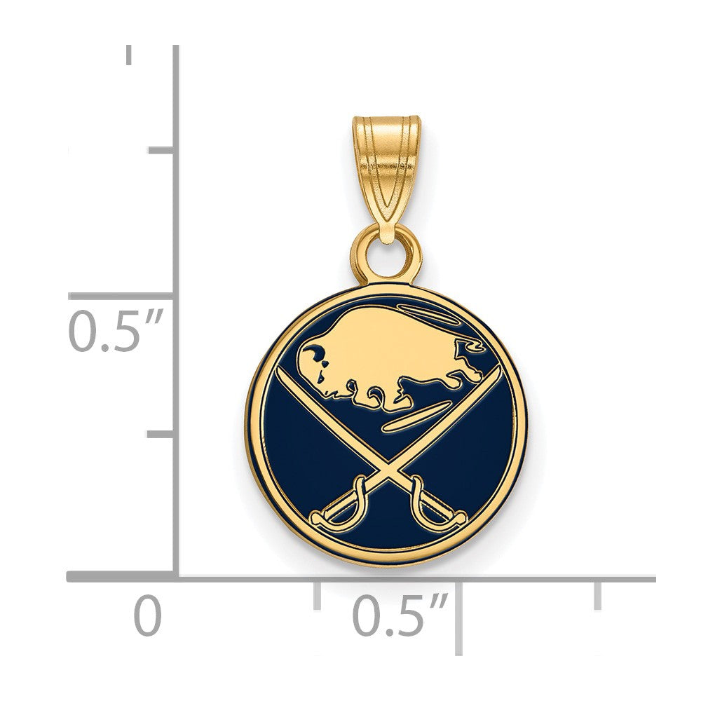 Gold Plated Sterling Silver Nhl Logoart Buffalo Sabres Small Enameled Pendant