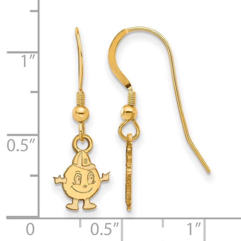 Gold Plated Sterling Silver Logoart Syracuse University Mascot Extra Small Dangle Wire Earrings