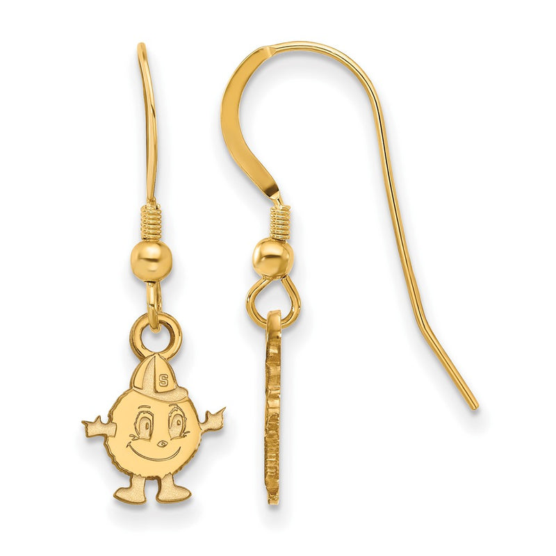 Gold Plated Sterling Silver Logoart Syracuse University Mascot Extra Small Dangle Wire Earrings