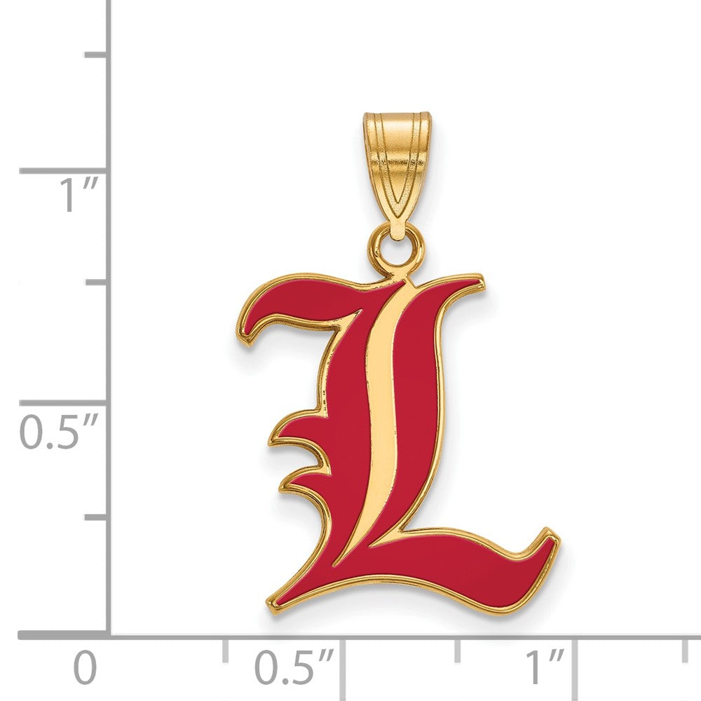 Gold Plated Sterling Silver Logoart University Of Louisville Letter L Large Enameled Pendant
