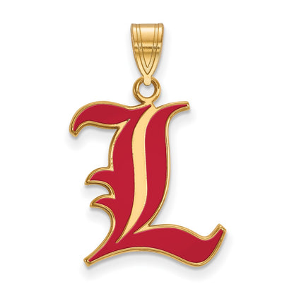 Gold Plated Sterling Silver Logoart University Of Louisville Letter L Large Enameled Pendant