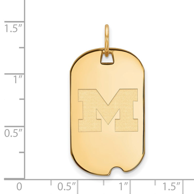 14K Yellow Gold Logoart University Of Michigan Letter M Small Dog Tag Pendant