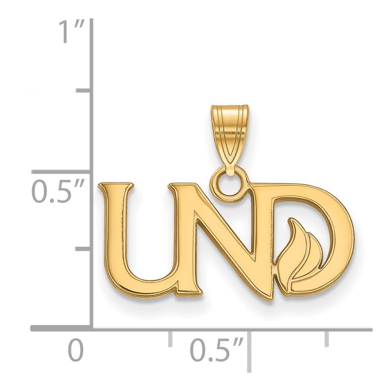 Gold Plated Sterling Silver Logoart University Of North Dakota U N D Small Pendant