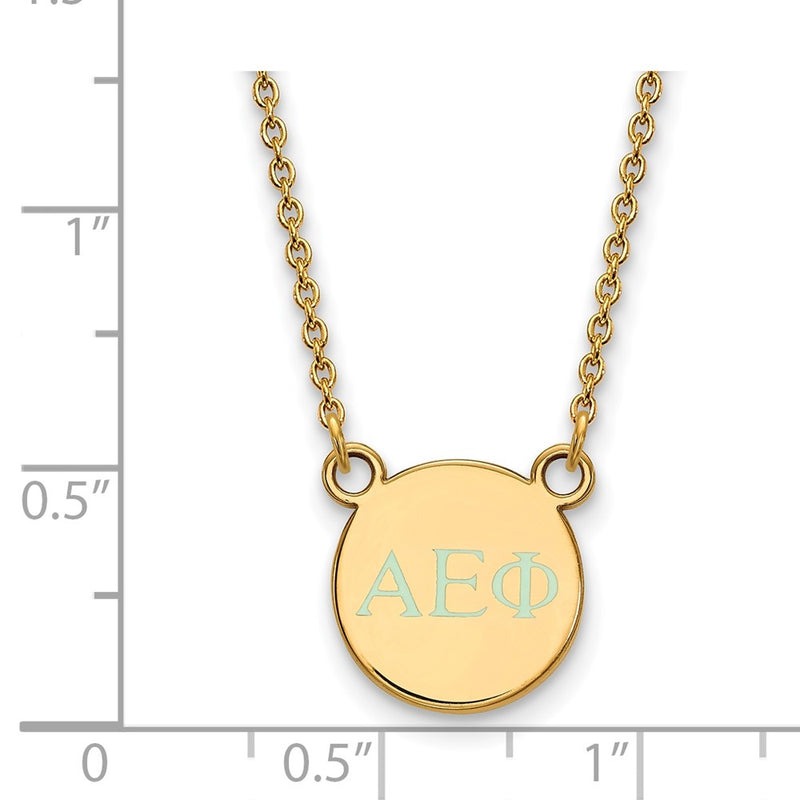 Gold Plated Sterling Silver Logoart Alpha Epsilon Phi Sorority Greek Letters Extra Small Color Enamel Pendant 18 Inch Necklace