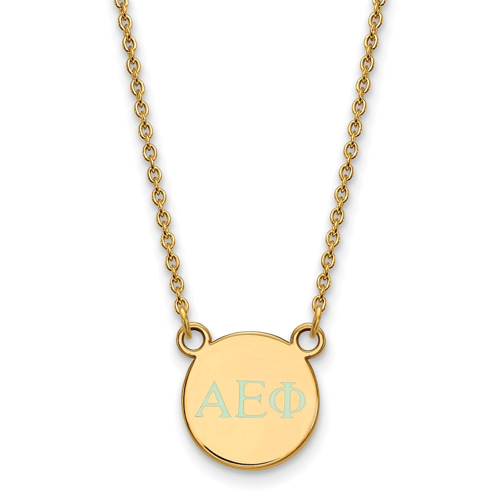 Gold Plated Sterling Silver Logoart Alpha Epsilon Phi Sorority Greek Letters Extra Small Color Enamel Pendant 18 Inch Necklace