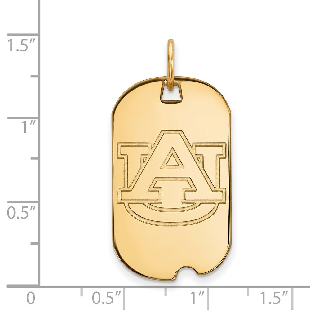 14K Yellow Gold Logoart Auburn University Small Dog Tag Pendant