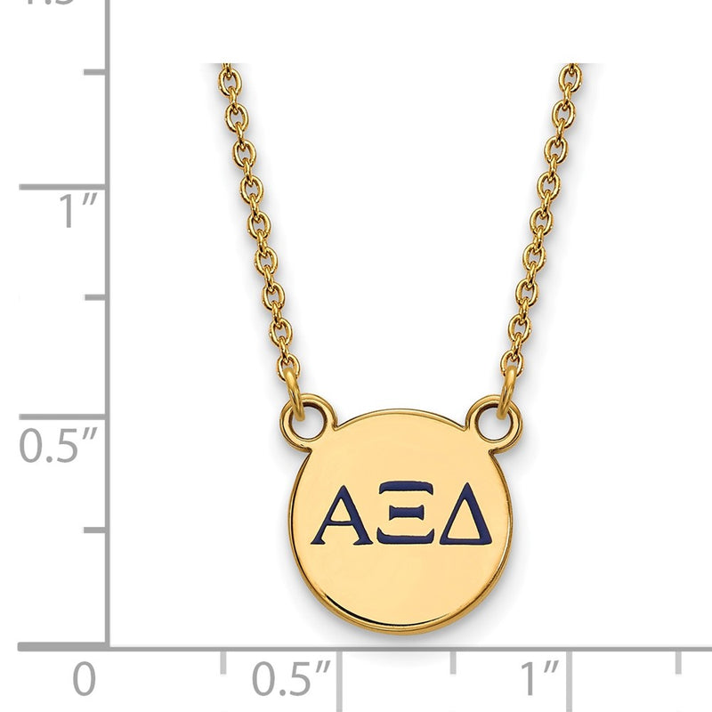 Gold Plated Sterling Silver Logoart Alpha Xi Delta Sorority Greek Letters Extra Small Color Enamel Pendant 18 Inch Necklace