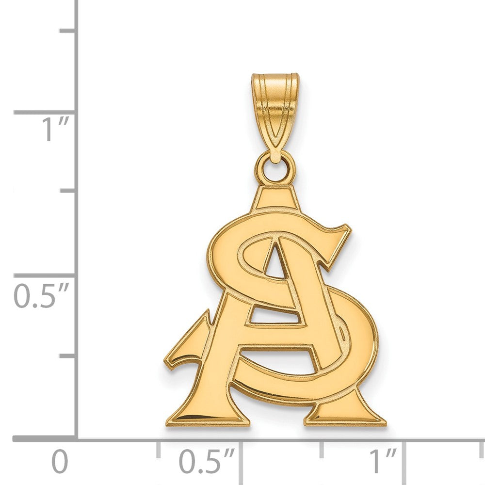 Gold Plated Sterling Silver Logoart Arizona State University A S Large Pendant