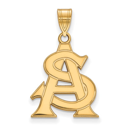 Gold Plated Sterling Silver Logoart Arizona State University A S Large Pendant