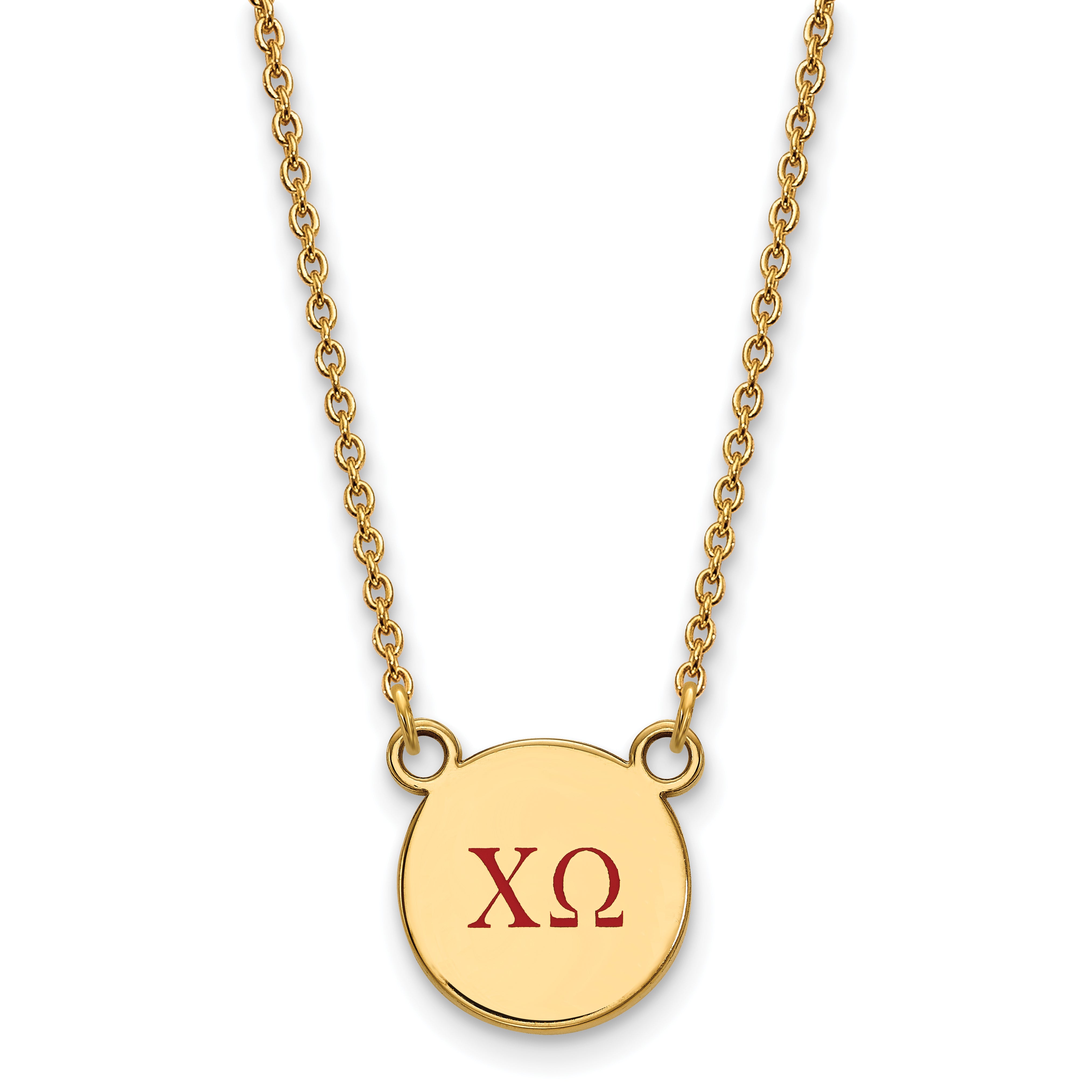 Gold Plated Sterling Silver Logoart Chi Omega Sorority Greek Letters Small Color Enamel Pendant 18 Inch Necklace