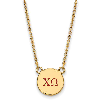 Gold Plated Sterling Silver Logoart Chi Omega Sorority Greek Letters Small Color Enamel Pendant 18 Inch Necklace