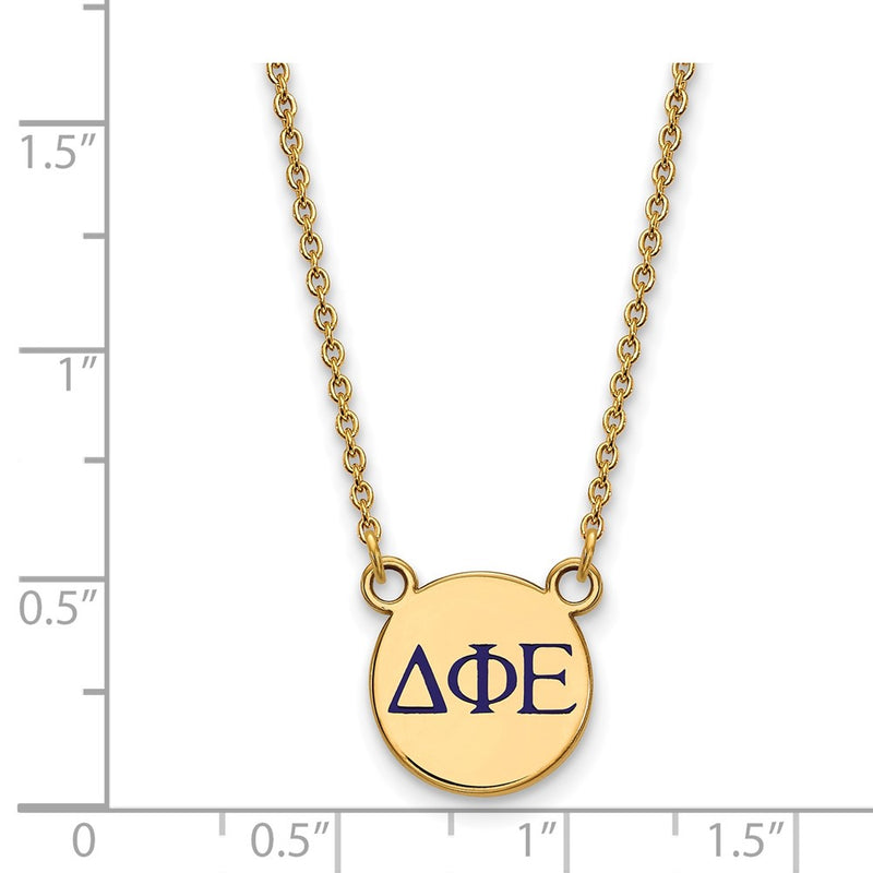 Gold Plated Sterling Silver Logoart Delta Phi Epsilon Sorority Greek Letters Small Color Enamel Pendant 18 Inch Necklace