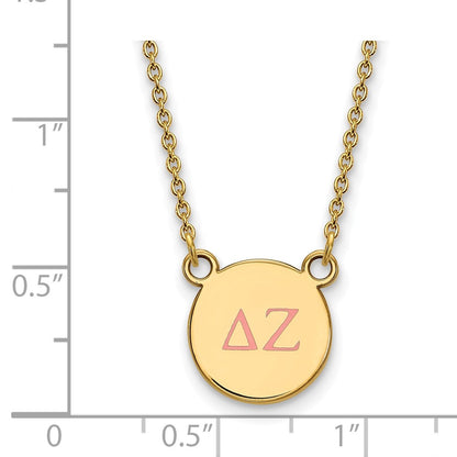 Gold Plated Sterling Silver Logoart Delta Zeta Sorority Greek Letters Small Color Enamel Pendant 18 Inch Necklace