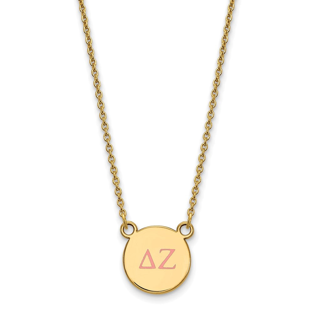Gold Plated Sterling Silver Logoart Delta Zeta Sorority Greek Letters Small Color Enamel Pendant 18 Inch Necklace