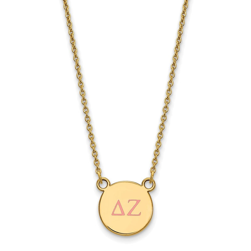 Gold Plated Sterling Silver Logoart Delta Zeta Sorority Greek Letters Small Color Enamel Pendant 18 Inch Necklace