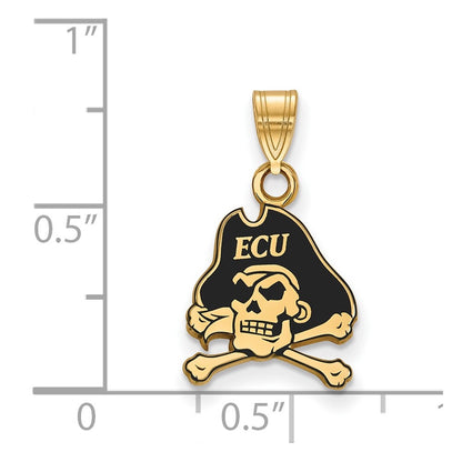Gold Plated Sterling Silver Logoart East Carolina University Pirate Small Enameled Pendant