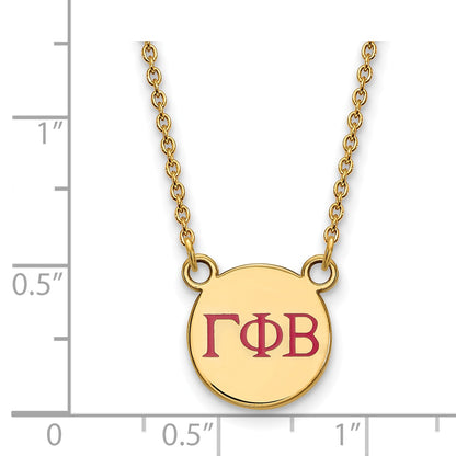 Gold Plated Sterling Silver Logoart Gamma Phi Beta Sorority Greek Letters Small Color Enamel Pendant 18 Inch Necklace