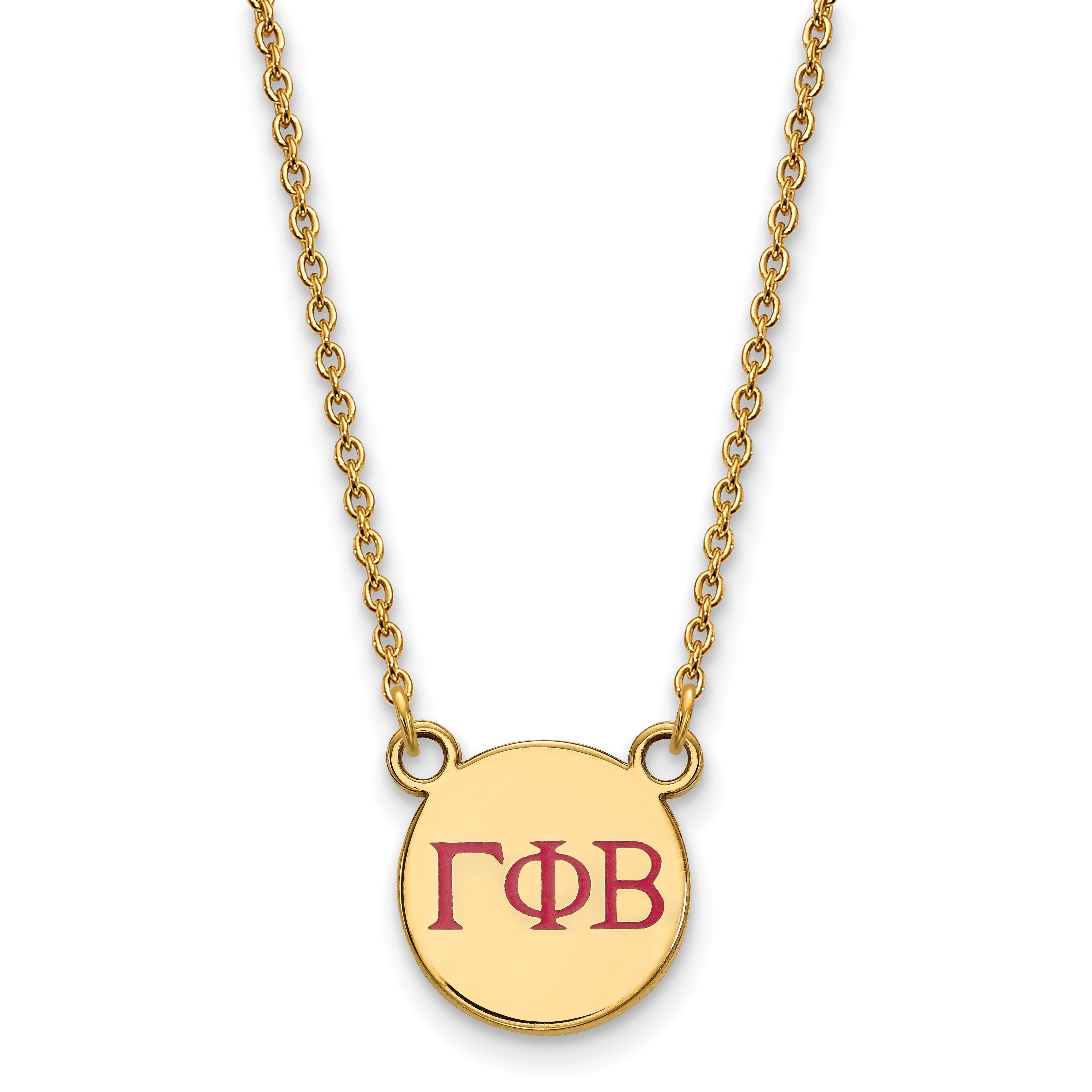 Gold Plated Sterling Silver Logoart Gamma Phi Beta Sorority Greek Letters Small Color Enamel Pendant 18 Inch Necklace