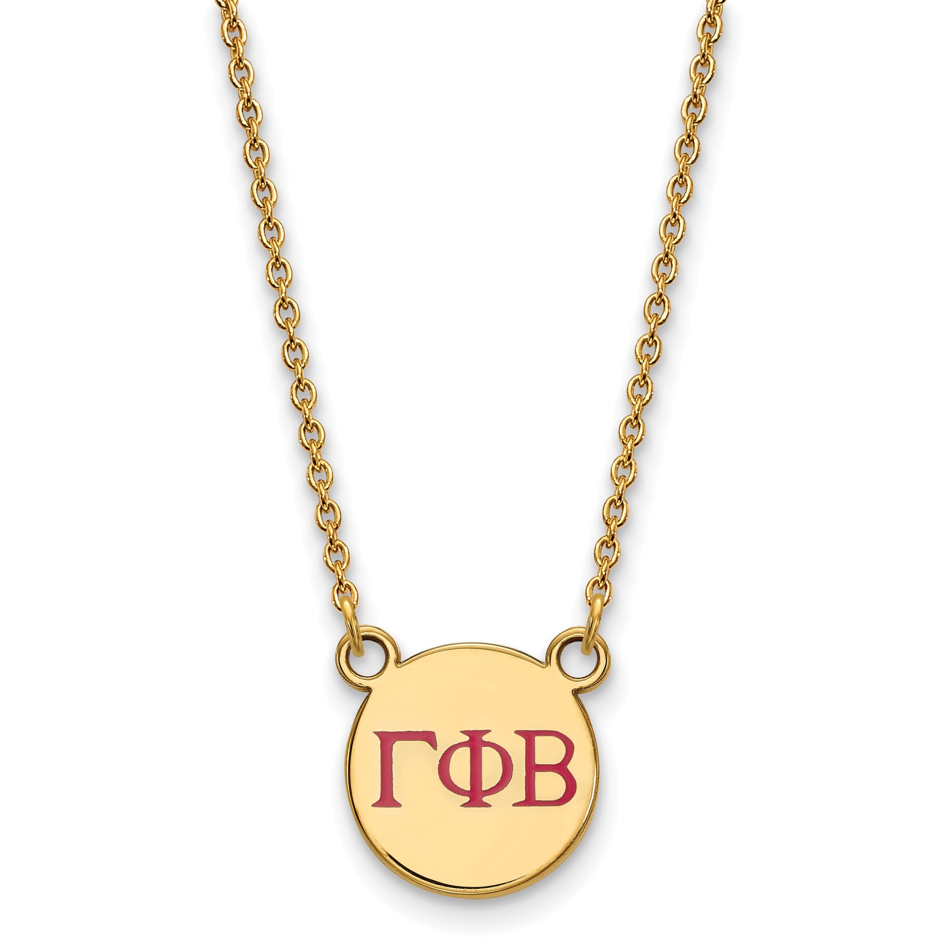 Gold Plated Sterling Silver Logoart Gamma Phi Beta Sorority Greek Letters Small Color Enamel Pendant 18 Inch Necklace
