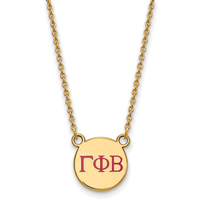 Gold Plated Sterling Silver Logoart Gamma Phi Beta Sorority Greek Letters Small Color Enamel Pendant 18 Inch Necklace