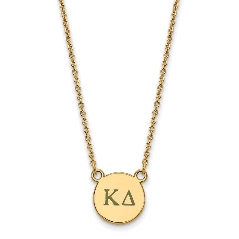 Gold Plated Sterling Silver Logoart Kappa Delta Sorority Greek Letters Small Color Enamel Pendant 18 Inch Necklace