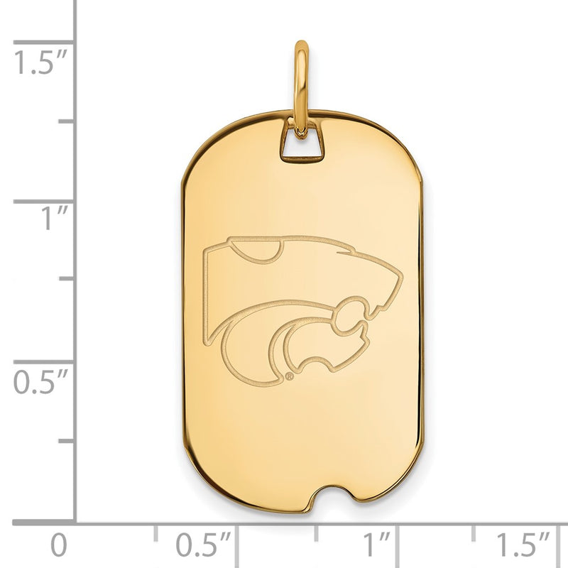 Gold Plated Sterling Silver Logoart Kansas State University Wildcat Small Dog Tag Pendant