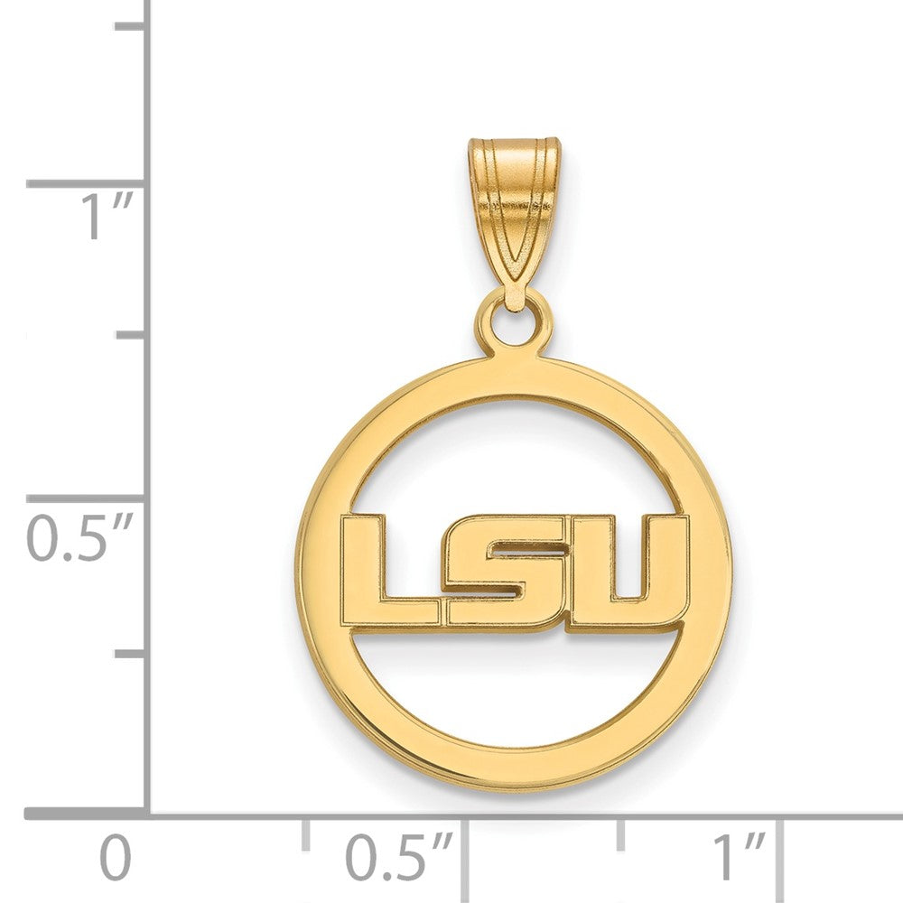 Gold Plated Sterling Silver Logoart Louisiana State University L S U Medium Circle Pendant