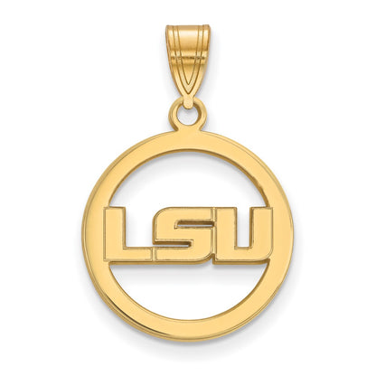 Gold Plated Sterling Silver Logoart Louisiana State University L S U Medium Circle Pendant