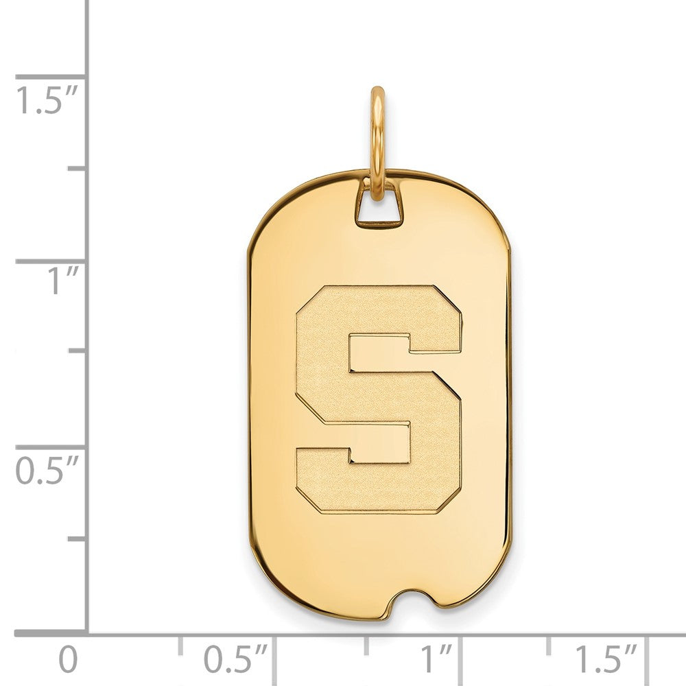14K Yellow Gold Logoart Michigan State University Letter S Small Dog Tag Pendant