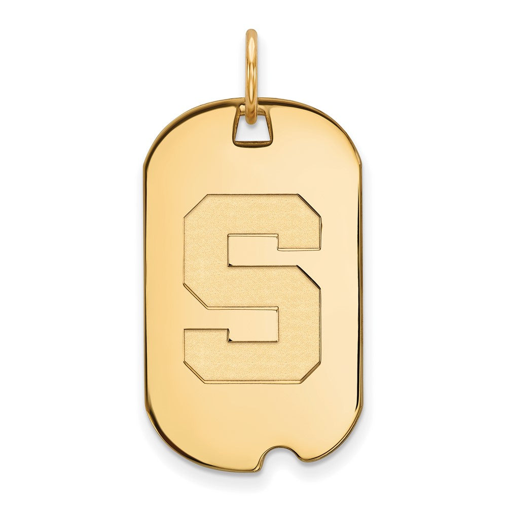 Gold Plated Sterling Silver Logoart Michigan State University Letter S Small Dog Tag Pendant