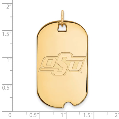 Gold Plated Sterling Silver Logoart Oklahoma State University O S U Large Dog Tag Pendant