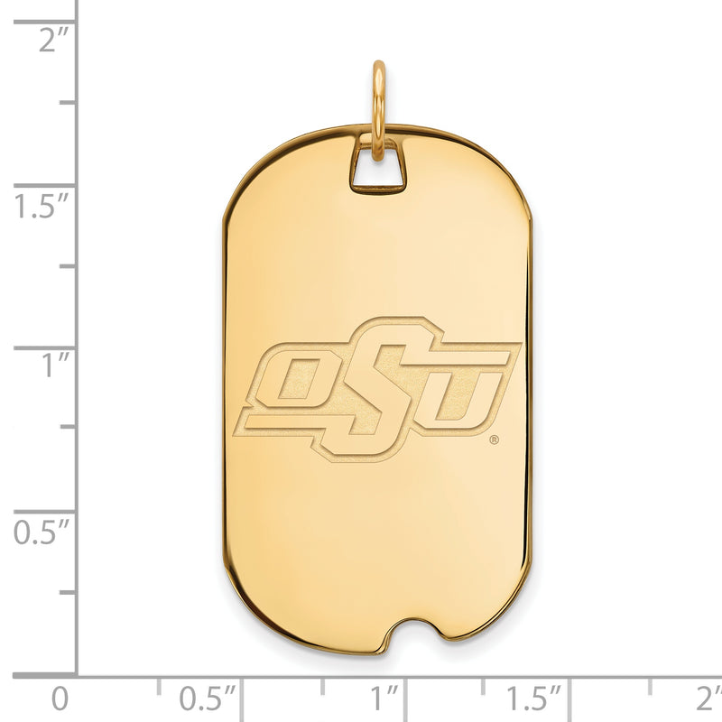 Gold Plated Sterling Silver Logoart Oklahoma State University O S U Large Dog Tag Pendant