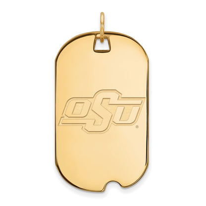 14K Yellow Gold Logoart Oklahoma State University O S U Large Dog Tag Pendant