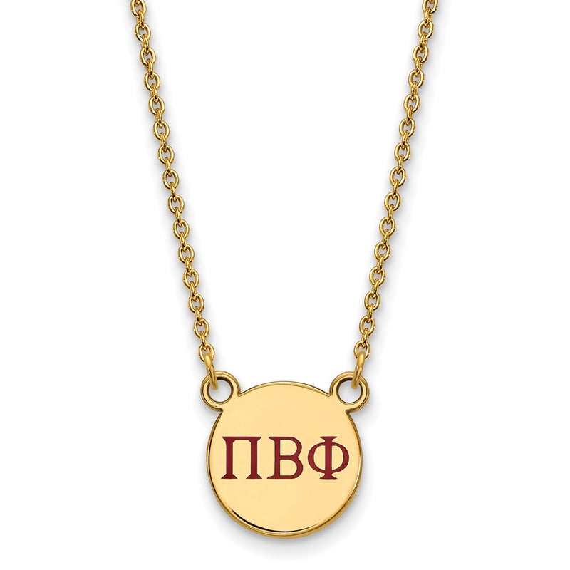 Gold Plated Sterling Silver Logoart Pi Beta Phi Sorority Greek Letters Small Color Enamel Pendant 18 Inch Necklace