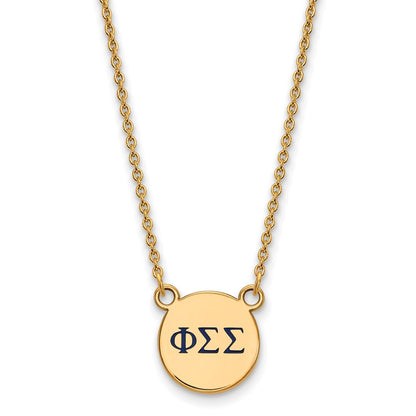 Gold Plated Sterling Silver Logoart Phi Sigma Sorority Greek Letters Small Color Enamel Pendant 18 Inch Necklace