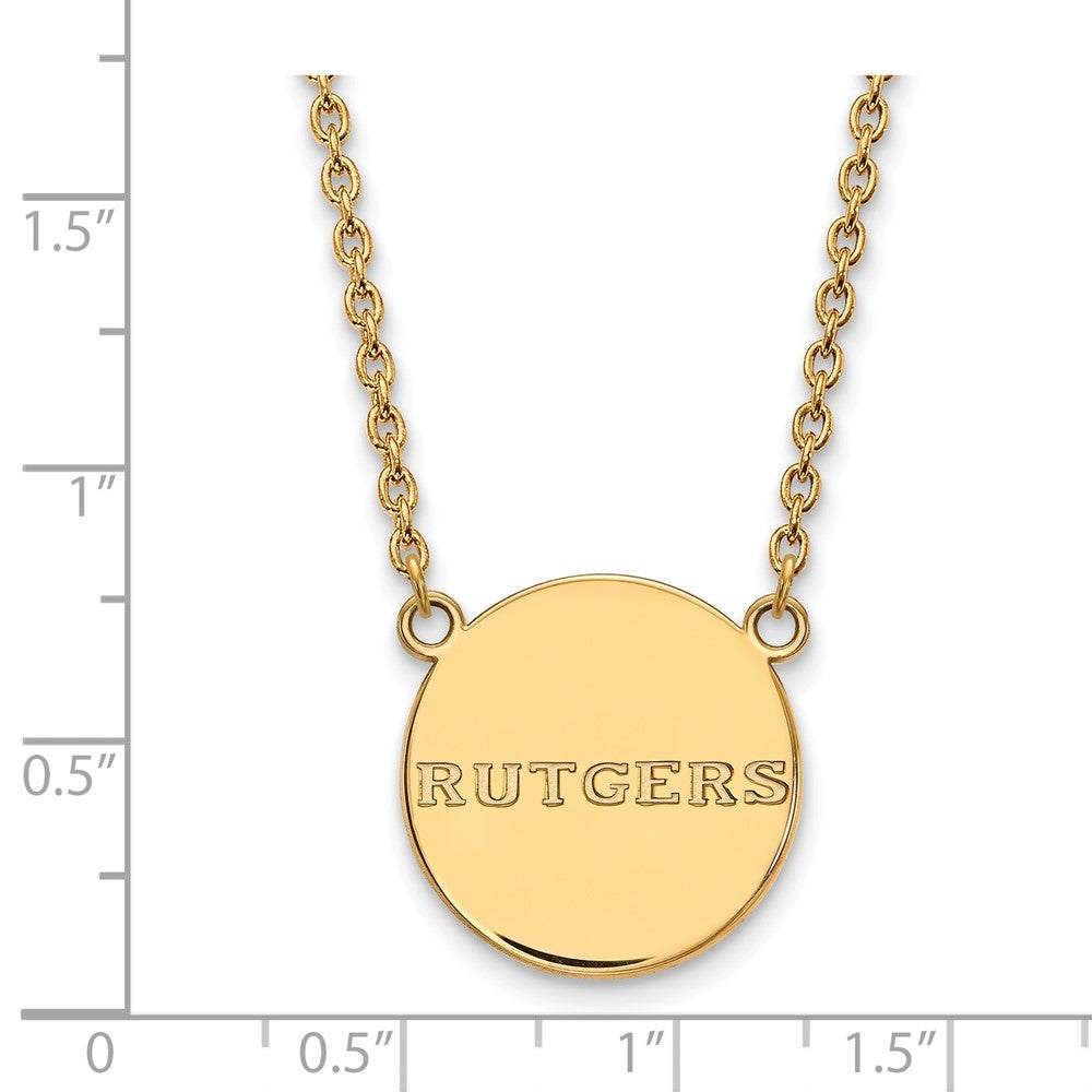 Gold Plated Sterling Silver Logoart Rutgers University Large Disc Pendant 18 Inch Necklace