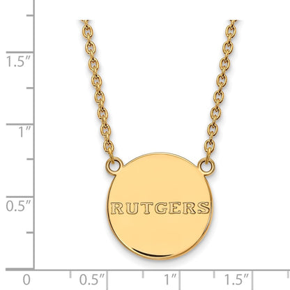 Gold Plated Sterling Silver Logoart Rutgers University Large Disc Pendant 18 Inch Necklace